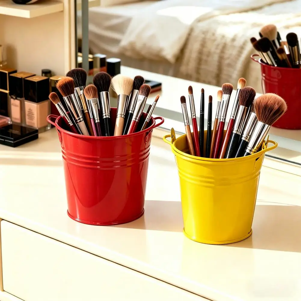 Scratch-free Handle Bucket Anti-scratch Storage Container Thickened Anti-rust Iron Storage Bucket with Handle Desktop for Makeup