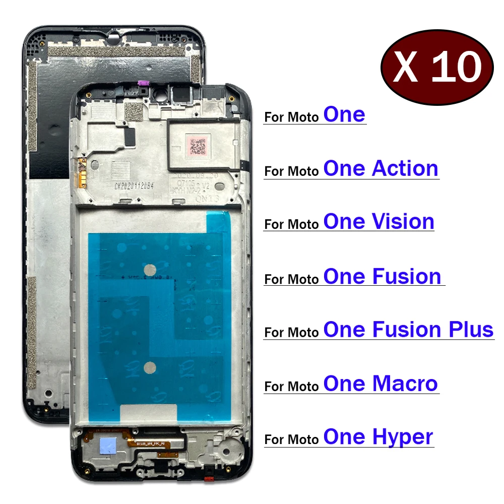 10Pcs, Middle Frame For Motorola Moto One Action Visoin Fusion Plus Hyper Macro Front Frame Housing Bezel Repair Parts