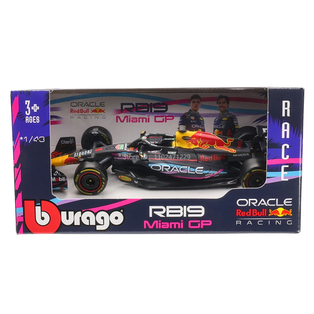 Bburago 1:43 NEW 2023 F1 Red Bull Racing RB19 Miami 1# Verstappen 11#  Perez Special Paint Formula One Alloy Super Toy Car Model