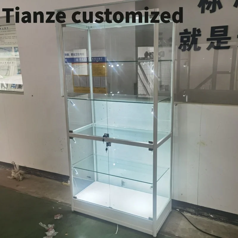 Customized-Lockable Store Display Cabinet FullTempered Glass Display Cabinet Glass Showcase