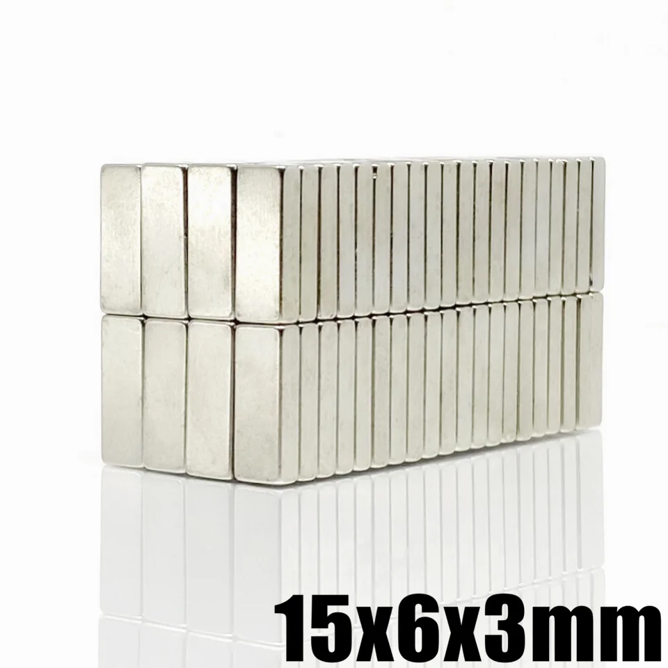 10~200PCS 15x6x3 mm silná řídký země magnetem tlustý 3mm blok obdélníkové magnetický 15x6x3mm trvalý neodym magnety 15*6*3 mm