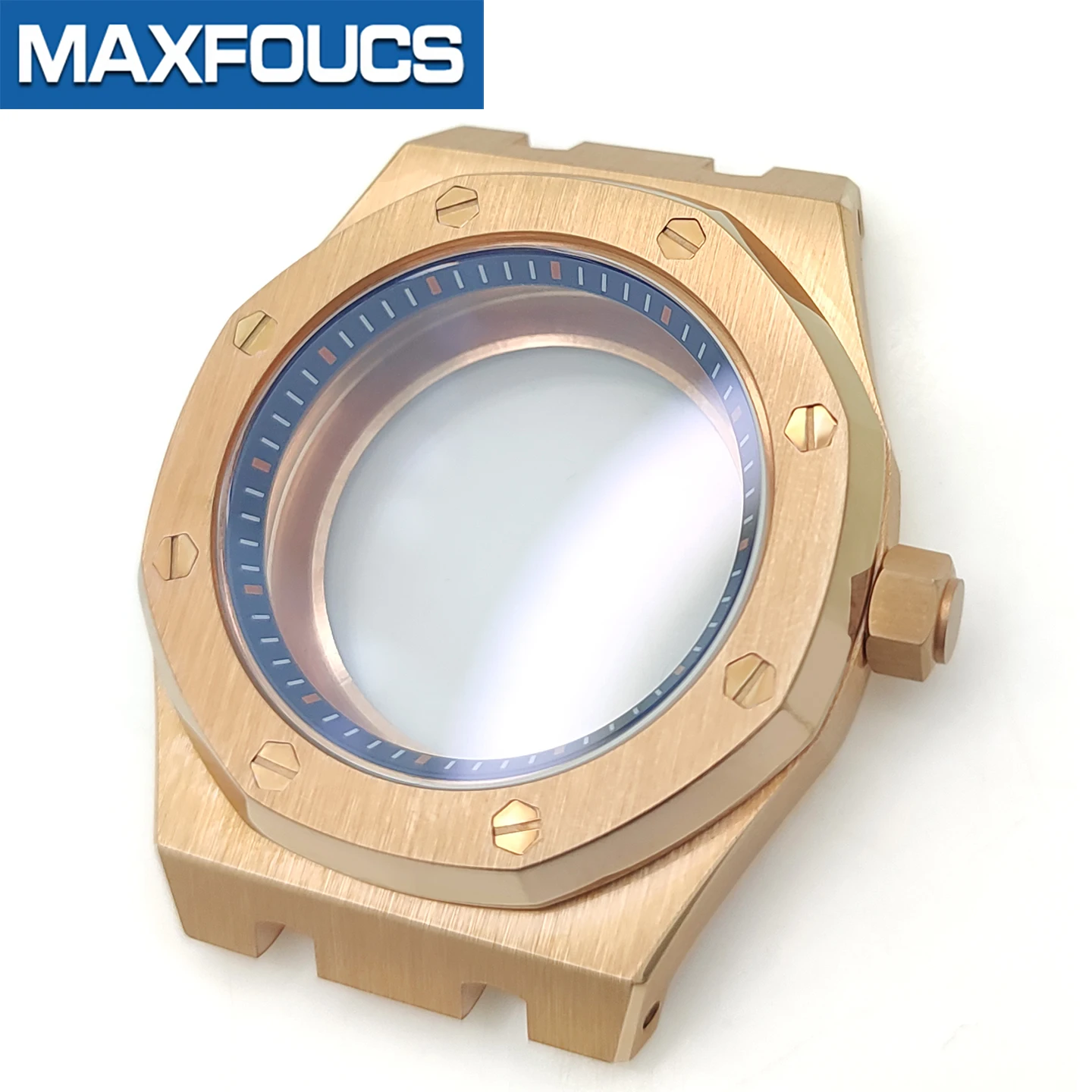 A.P. Uhrengehäuse im Stil MOD SKX NH35 NH36 4R36 Roségold Edelstahl Glänzend/Gebürstet Krone Saphirglas Uhrengehäuse Kundenspezifische Teile – Detail 16