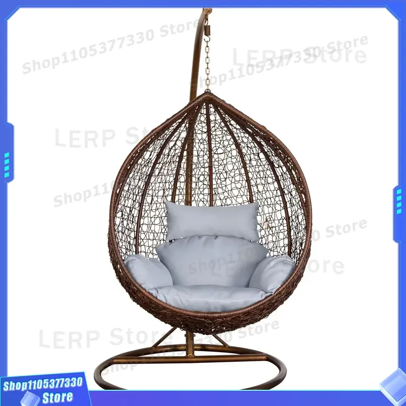 Outdoor Rattan Egg Chair with Canopy Wicker Glider Swing Seat for Garden Patio Hanging Hammock Bed Furniture Decor Wicker