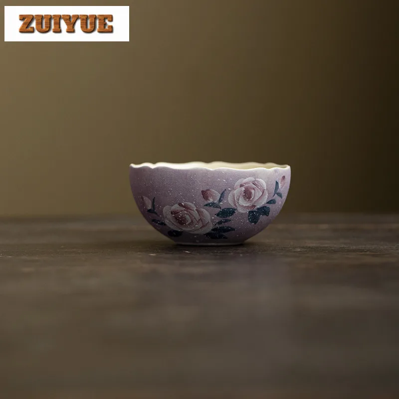 

85 мл ручная роспись чашка с изображением розы Моне, древняя чайная чаша, одиночные чашки, чашка для дегустации чая, чашки для запаха, чашки Chazhan Master, принадлежности для кафе