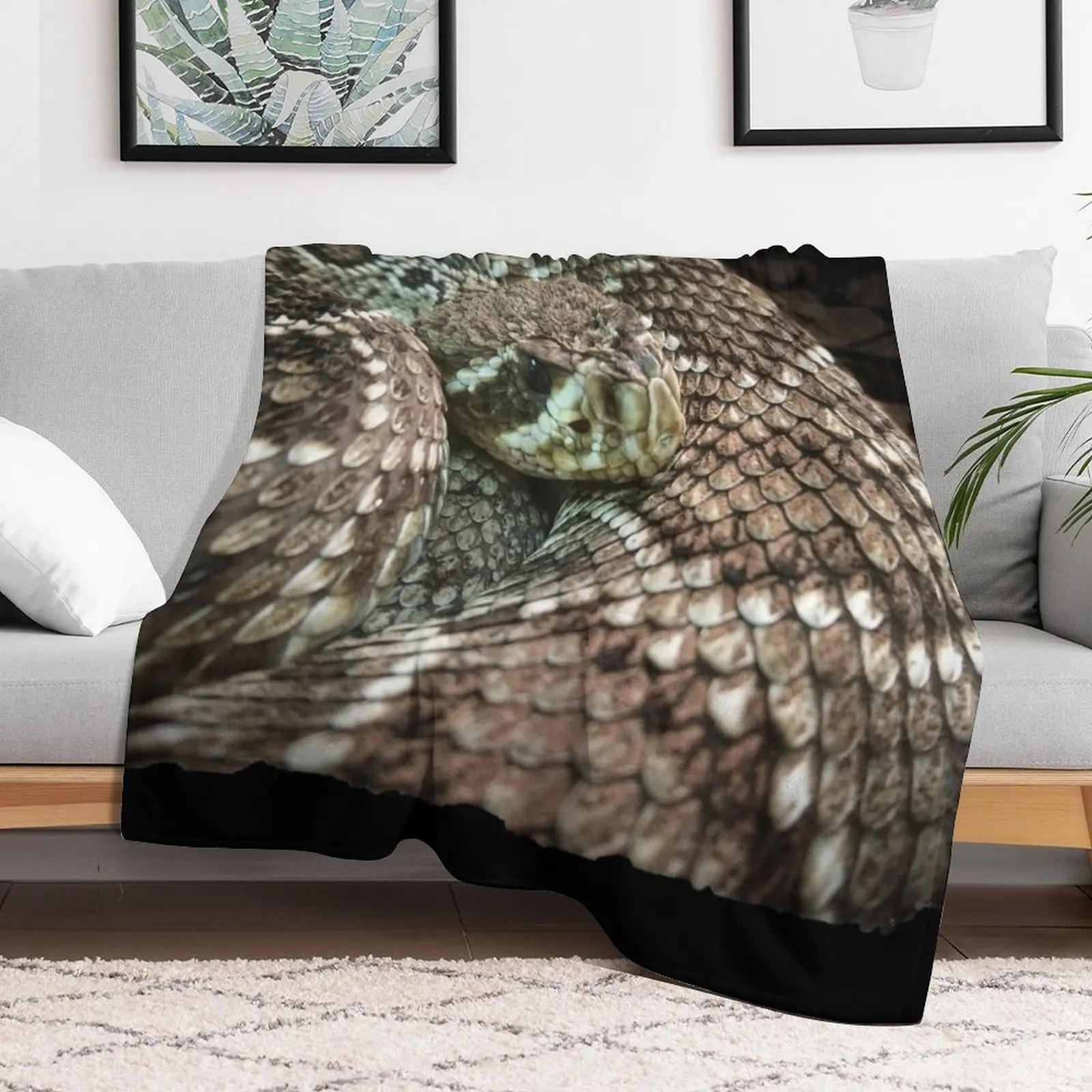 Snake, Coiled Diamondback Rattlesnake Throw Blanket Sofas Vintage Flannels Baby Blankets