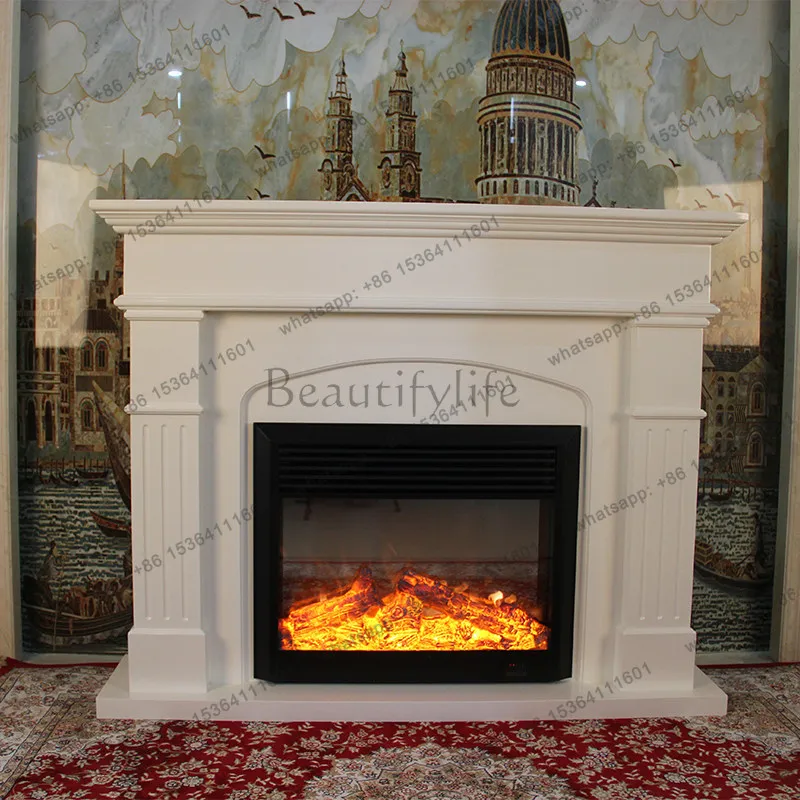 Simple American solid wood fireplace cabinet living room home simulation fire decoration electric fireplace