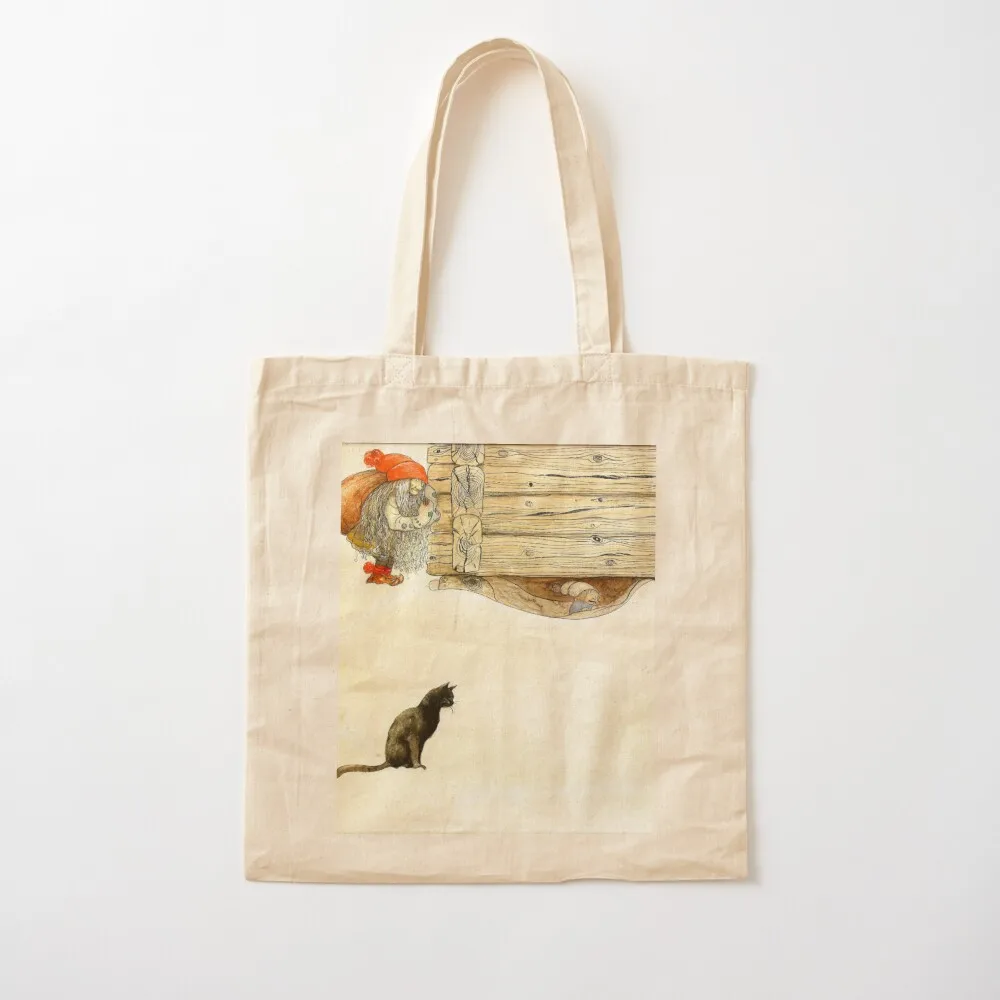 

Christmas Nisse and Cat - John Bauer Tote Bag Canvas shoulder bag shopper bag women canvas Cloth bags Canvas Tote