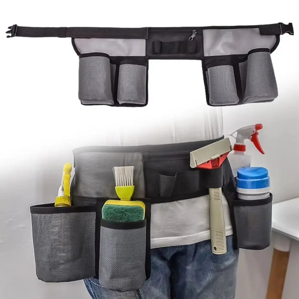 Waterproof Cleaning Kit Fanny Pack Multi-pocket Lightweight Gardening Tool Waist Bag Dark Gray Adjustable