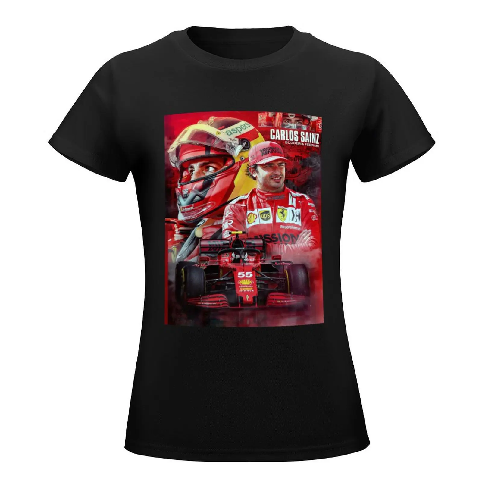 Wallpaper Carlos Sainz T-Shirt tops customizeds blacks t shirts for Women graphic