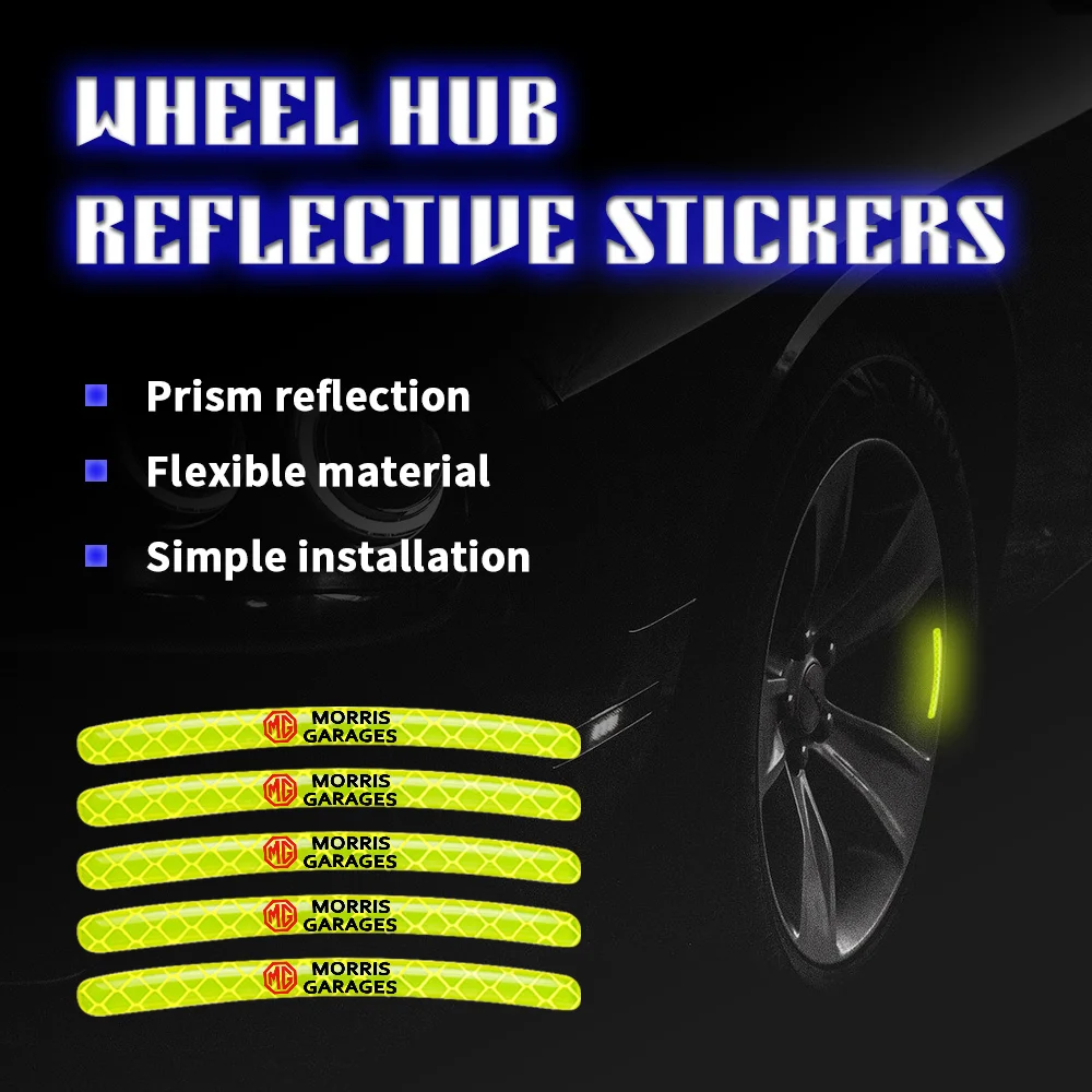 

5Pcs Car Wheel Hub Rim Reflective Strip Stickers For Morris Garages MG ZS 7 6 Cyberster MG4 EV ES HS One GT GS MG3 MG6 MG7 Pilot