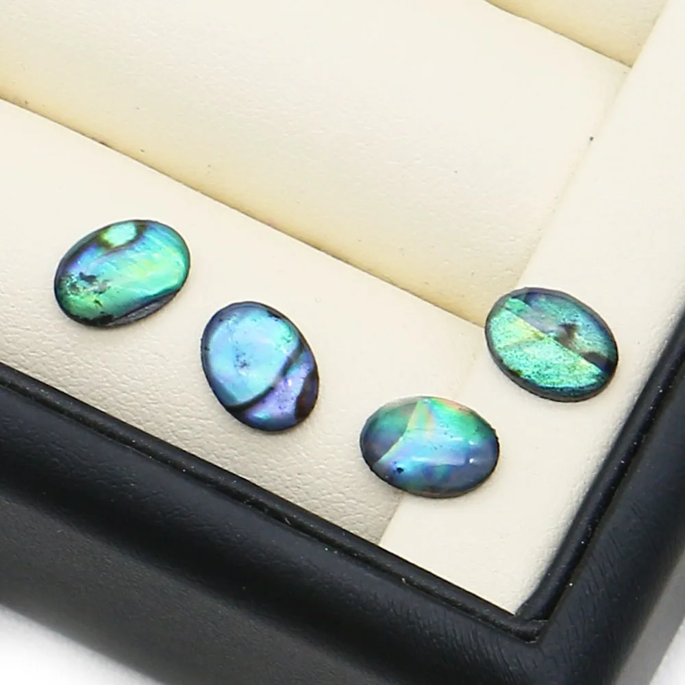 7x9mm Natural Abalone Shell Nonporous Beads Oval Resin Drip Glue Process Handmade Ring Surface Jewelry Accessory 5 Pcs/pack