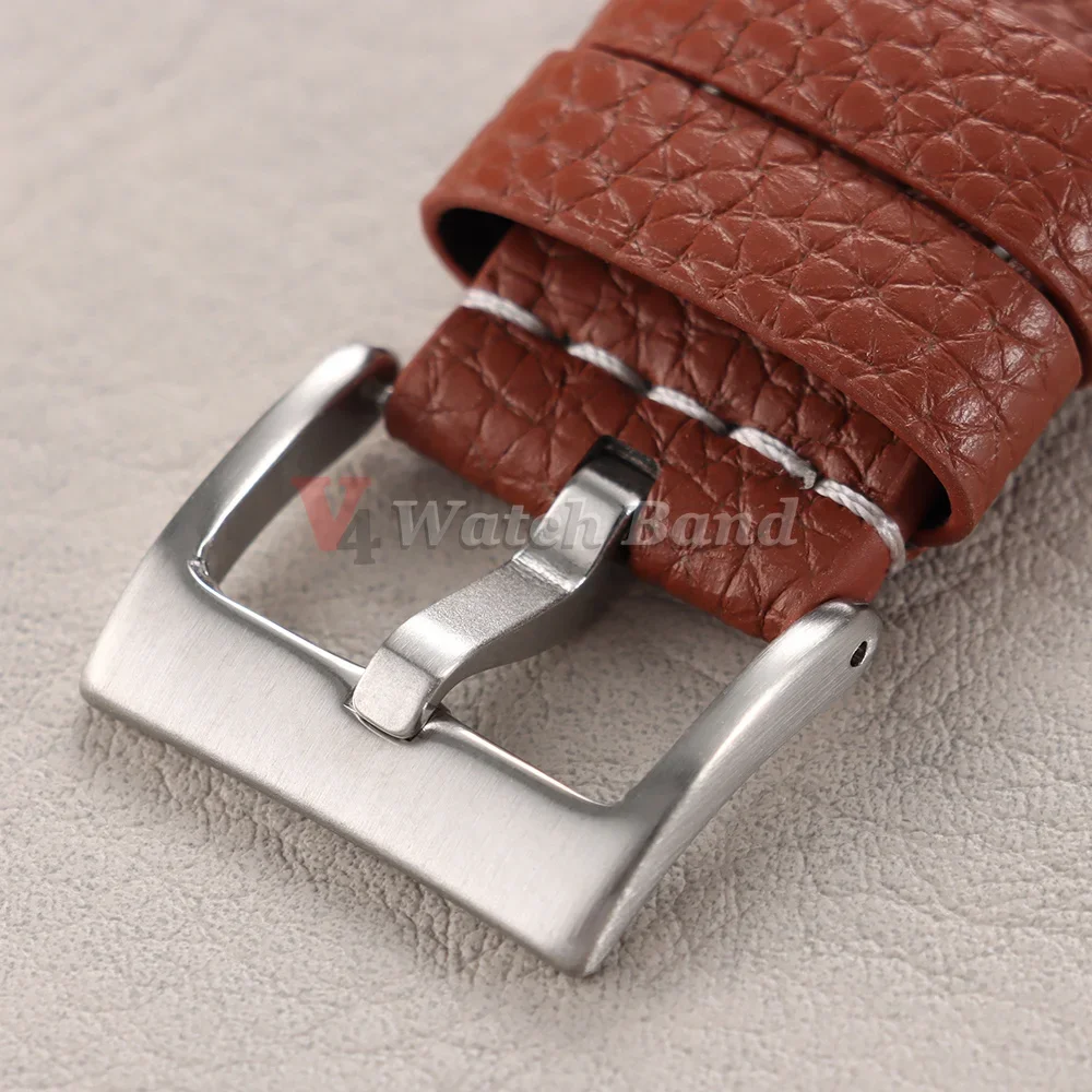 18mm 20mm 22mm 24mm Echtes Kalbsleder Uhrenarmbänder Universelles Braunes Armband für Herren und Damen Ersatz-Uhrenarmbänder mit Metallschnalle – Detail 8