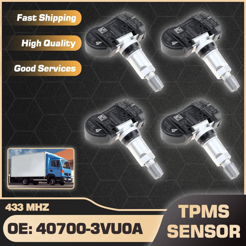 

1/4PCS TPMS Tire Pressure Monitor Sensor For Nissan Atleon 2014-2019 Nissan Cabstar E 2014-2020 40700-3VU0A 40700-3VU0B 433 MHz