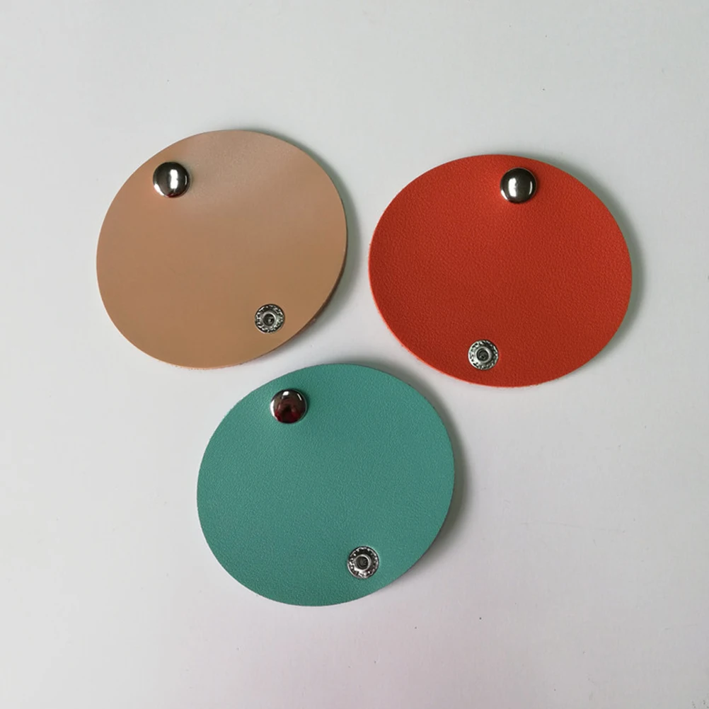 

3pcs Pu Cord Organizer Slim Metal Snap Earphone Fixer Keeper Cable Storage Wire Holder Tangle Free Travel