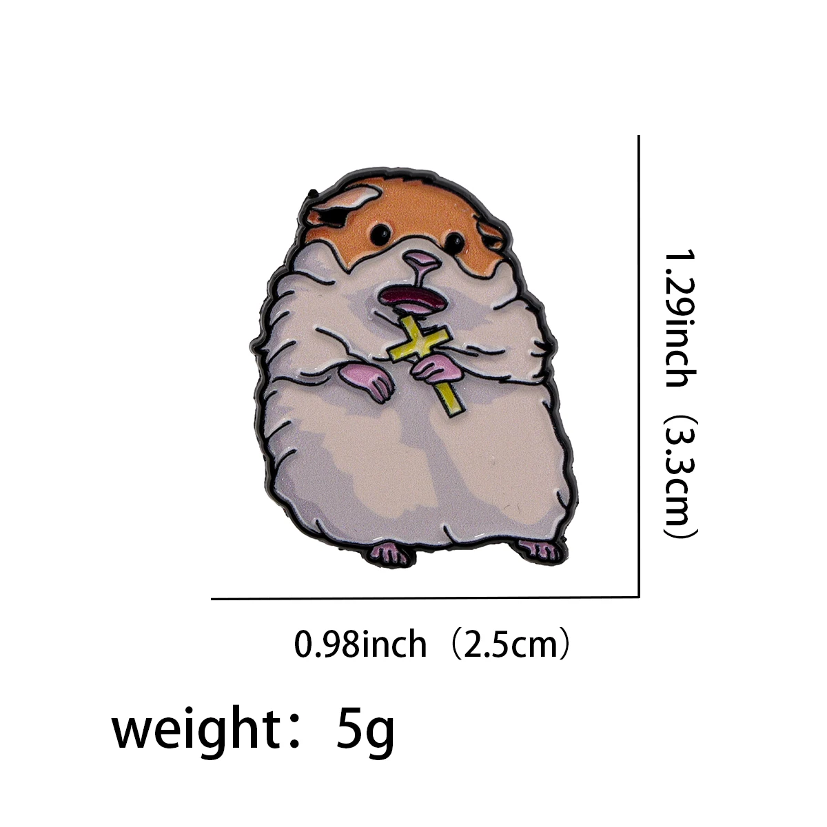 Cartoon Hamster Cross Lapel Pins for Backpack Soft Enamel Pin Brooch for Clothes Women Men Badges Jewelry Accessories