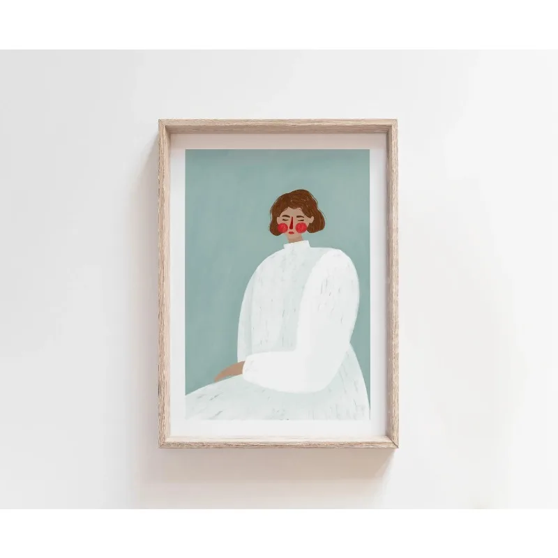 Whimsical Colourful Art Print Vibrant Woman Minimal Portrait Canvas Painting Female Poster Dorm Home Wall Decor Room Decor Aesth