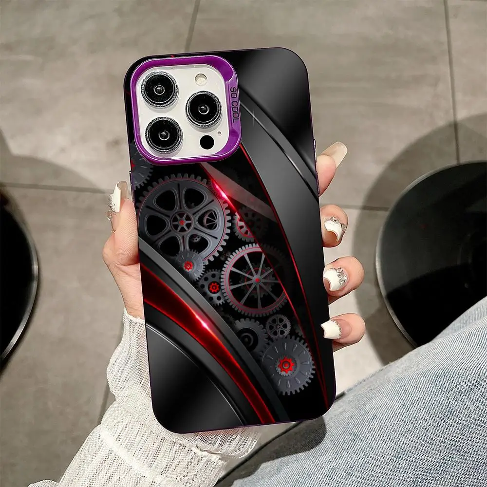 Mechanism Gear Phone Case for iPhone 17 16 15 14 13 12 11 X XR XS Air Pro Max Plus Purple Colorful Silver Cover view 6