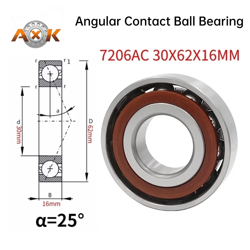 7206AC 30X62X16mm ABEC-1 ABEC-5  Precision High Speed Angular Contact Ball Bearings