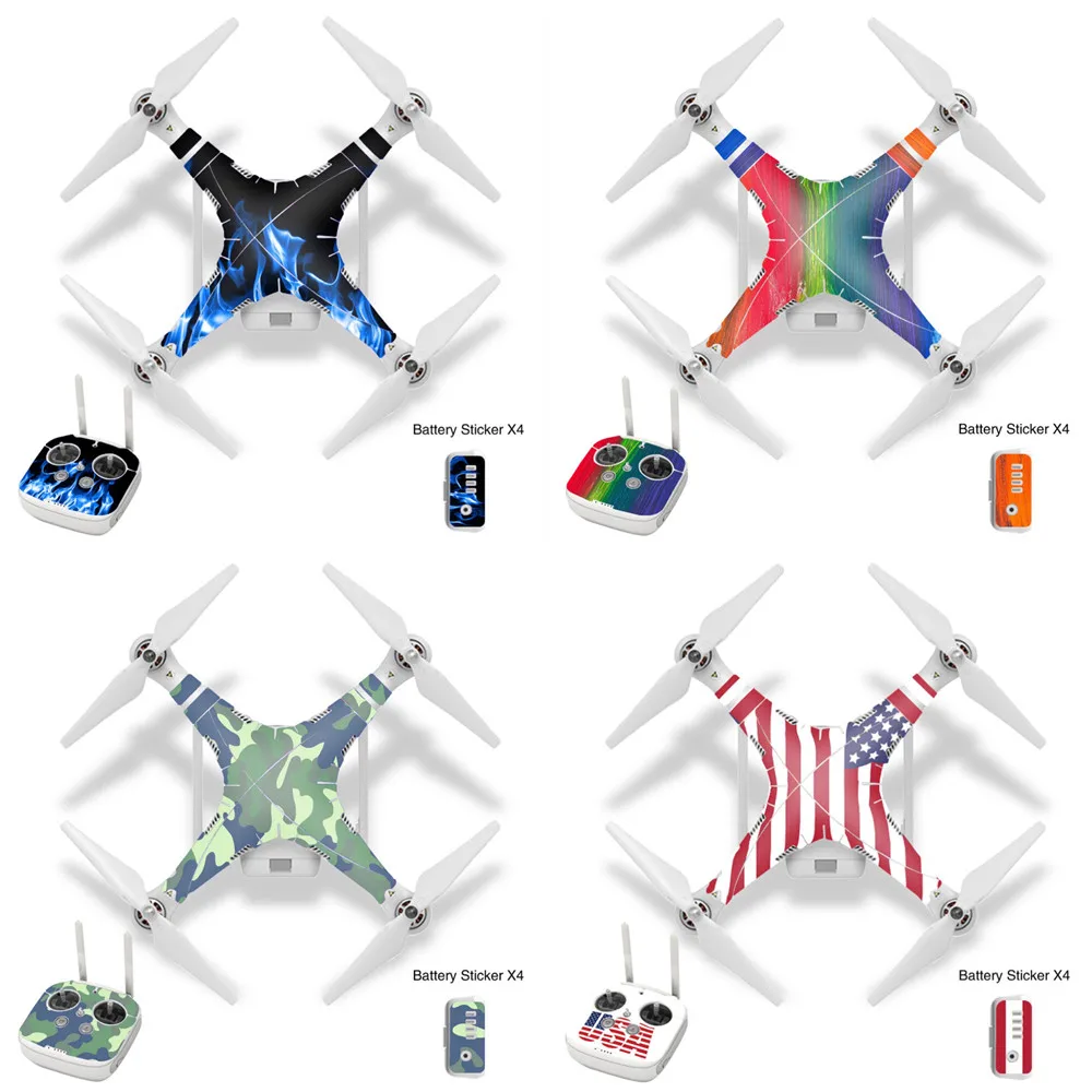 for DJI Phantom 3 3a 3p Drone Remote Controller Battery Carbon Skin Decals Waterproof PVC Stickers