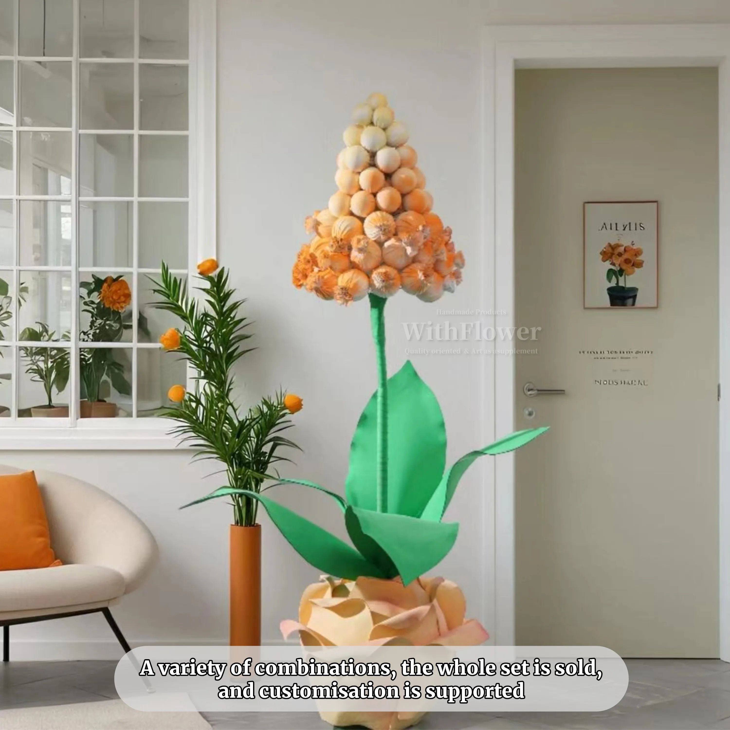 New Design Orange EVA Faux Hyacinth Mall Store Decoration Photography Props