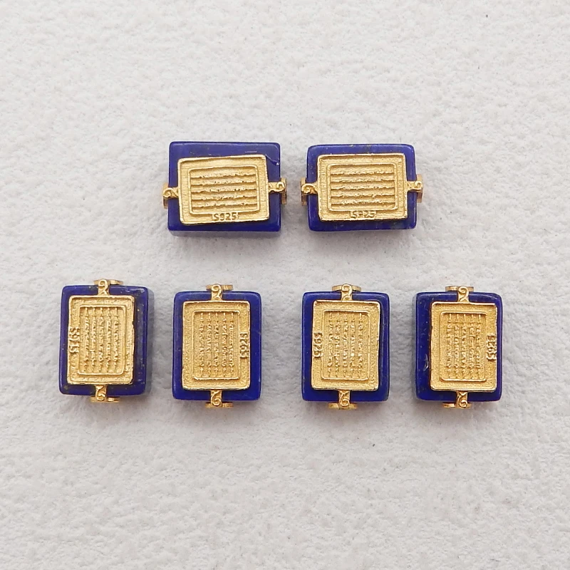 1Pair Silver Gold Plated Natural High Quality Lapis Lazuli Gemstone Earring Beads, Jewelry DIY Making, Unique Gemstone Pair