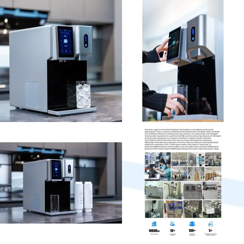 

High-Efficiency Electric Countertop RO Water Dispenser Instant Hot Cold Built-In Ice Maker Large Screen Home Office & Hotel