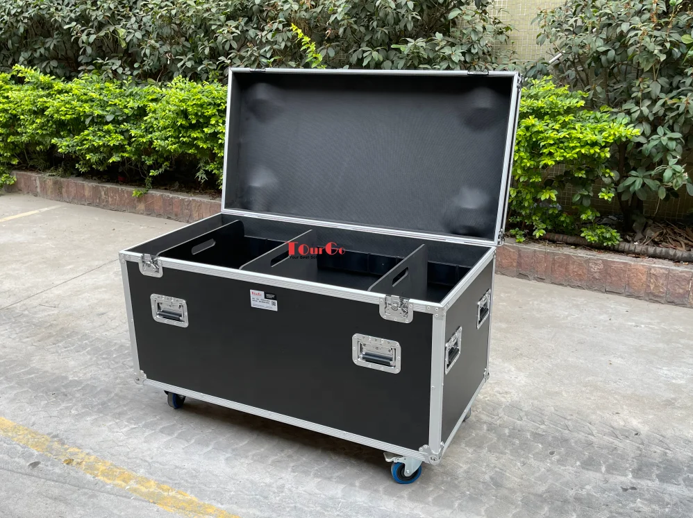 Heavy Duty Flight Case, 12mm Plywood ATA Road Case with Removable Dividers, fit for Mixers, Cable Trunk Equipment Transport Case