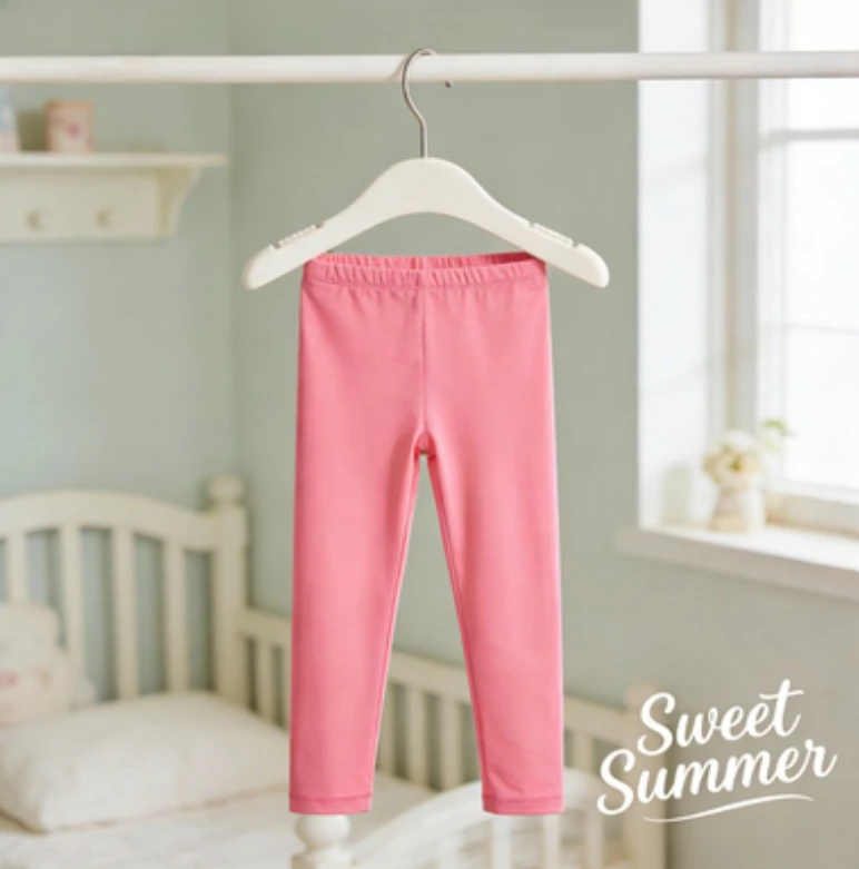 

Candy Color Solid Milk Silk Leggings Summer Thin Pencil Pants For Little Girls Home Daily Wea