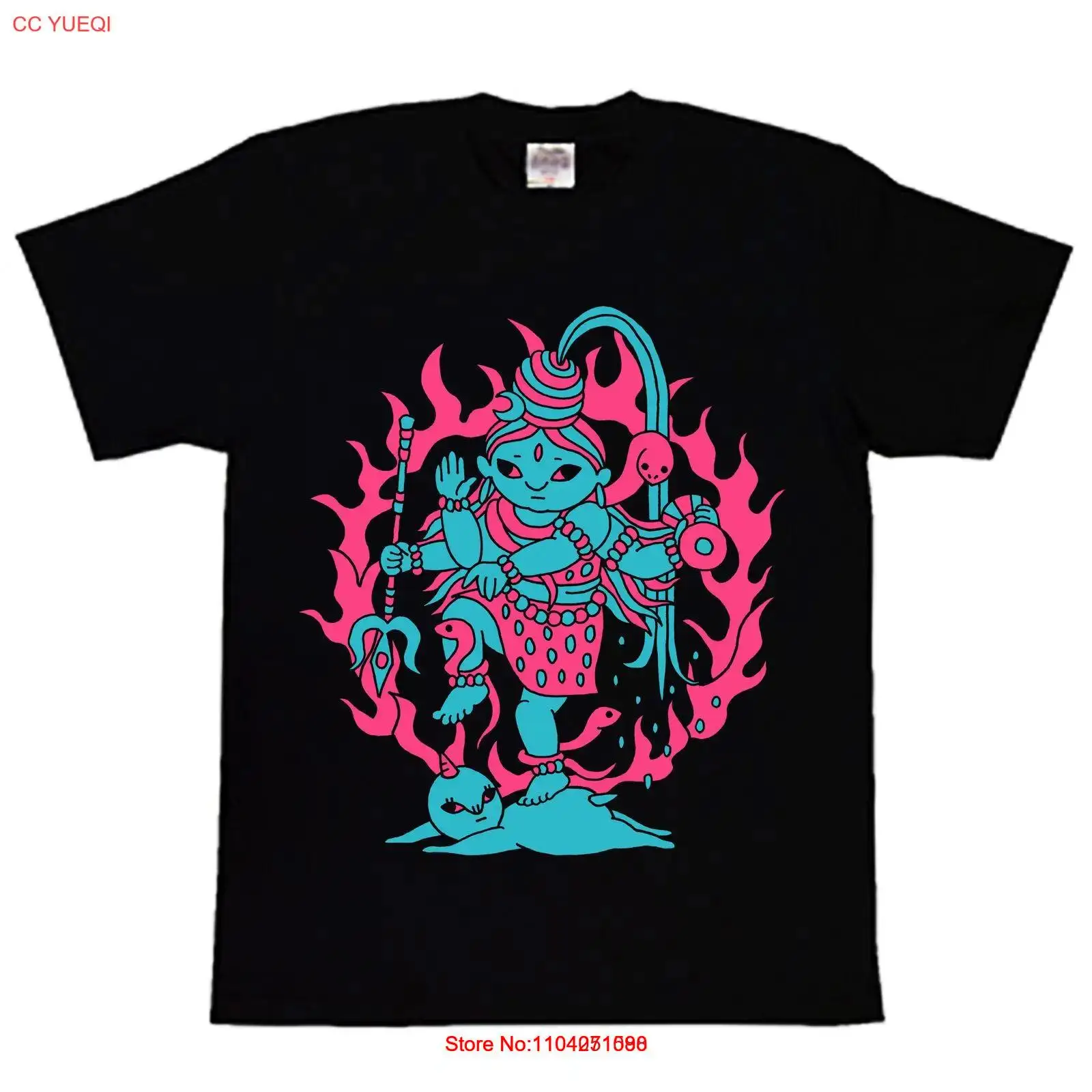 Japan Animal Association Tee Shirt black Indian God T-shirt Siva