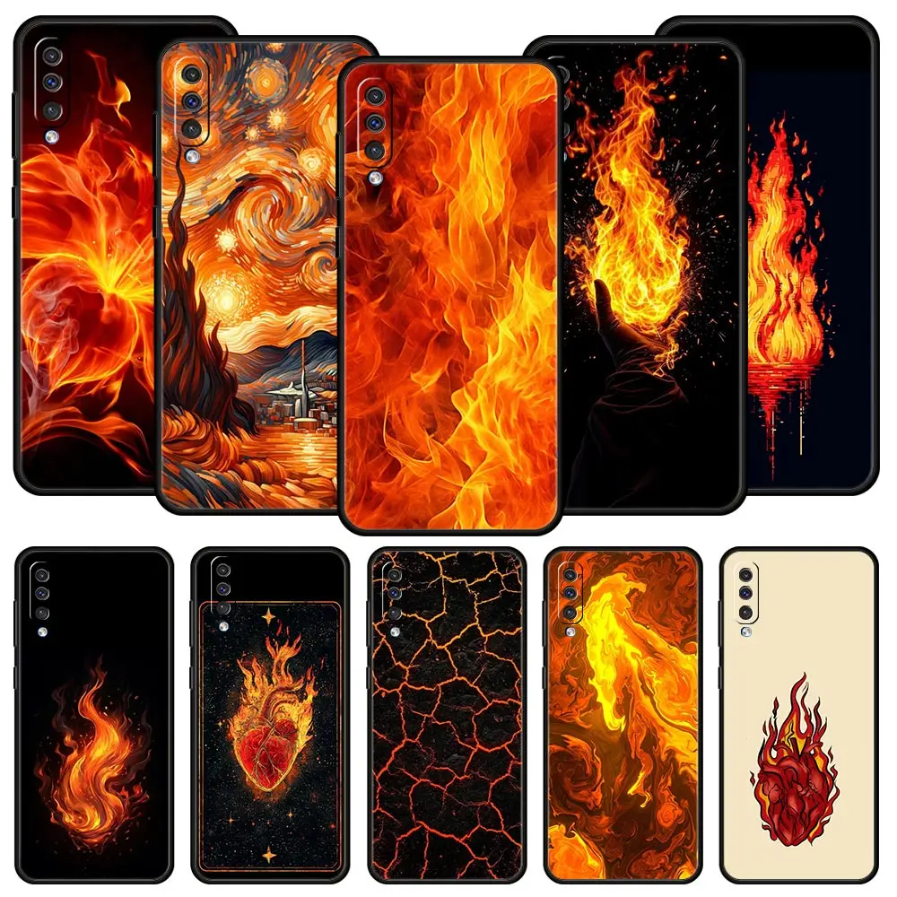 Flame Pattern Phone Case For Samsung A26 A36 A56 A54 A52 A50 A70 A40 A20S A12 A14 A16 A22 A24 A42 A34 A32 5G A04s A06 5G Cover