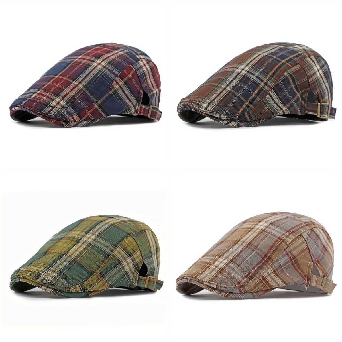 

Unisex Fashionable British Style Beret Retro Plaid Forward Hat Spring and Summer Thin Breathable Duckbill Cap Artistic Casual