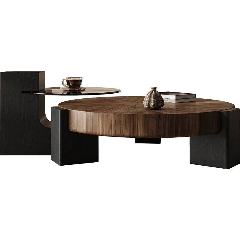 

Solid wood coffee table combination living room high-end round small apartment personalized tea table