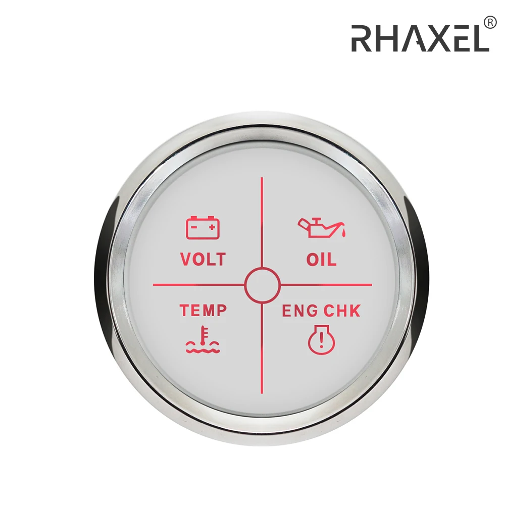 RHAXEL Waterproof 52mm 4LED Engine Alarm Gauge Meter with Backlight for Car RV Yacht Universal 9-32V