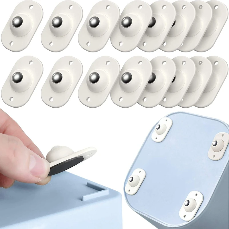 16Pcs Stainless Steel Mini Swivel Caster Wheels with 360 Degree Rotation for Furniture, Storage Boxes, Cabinet, Trash-AB09
