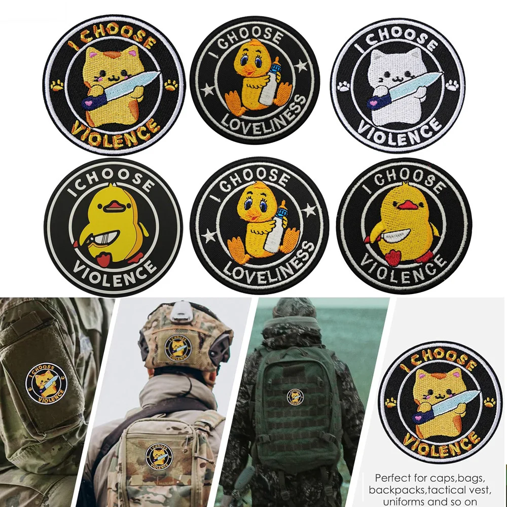 Embroidered Baby Bottle Duck Personalized Armband, Knife-wielding Kitten Backpack Patch, Morale Jacket Backpack Hook Loop Patch