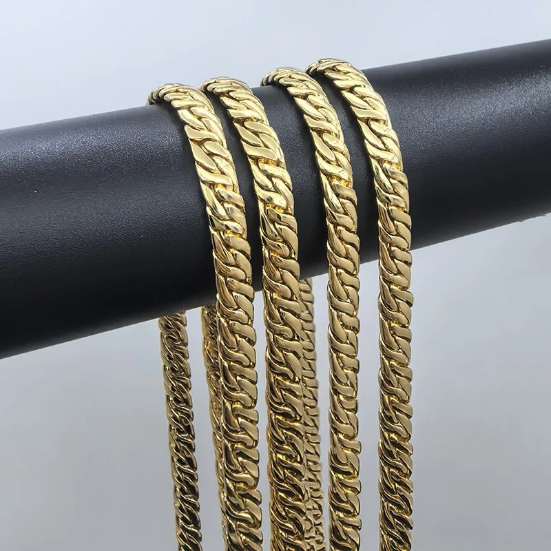 الكوبي ربط سلسلة عرض 6 مللي متر الهيب هوب 18 بوصة الذهب قلادة ملونة للرجال النساء حفلة خطوبة مجوهرات هدية الكريسماس