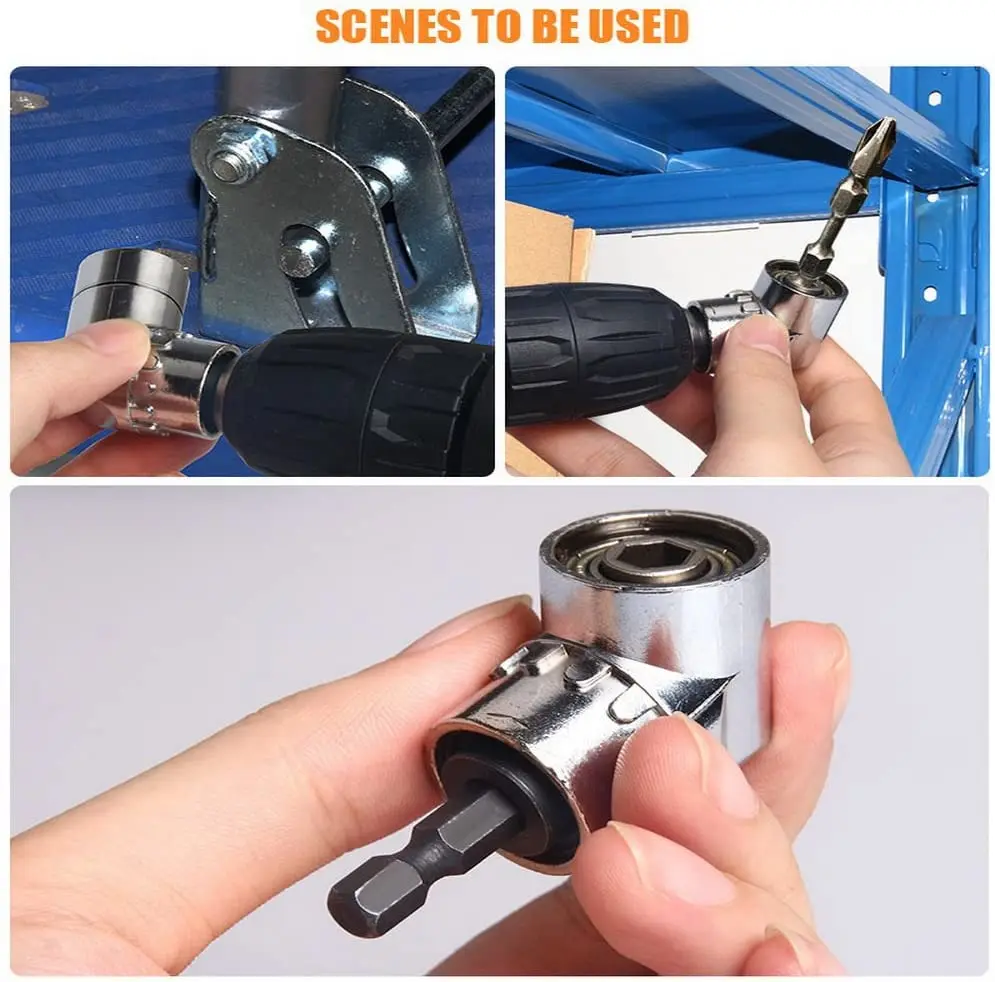 105 Degree Right Angle Driver Extension Power Screwdriver Drill with 1/4 Drive 6mm Hex Bit Magnetic Drill Bit Socket Angled Bit