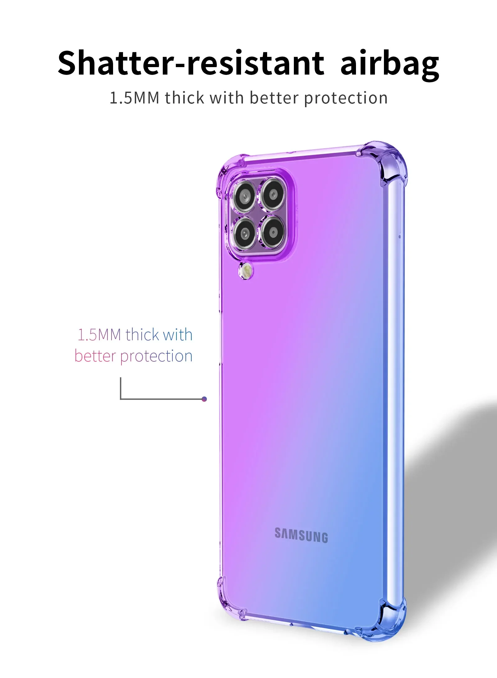 for Samsung M33 M32 4G/5G M31S M31 Prime M30S M30 F41 Clear Case Cute Gradient Slim Anti Scratch Flexible TPU Shockproof Cover