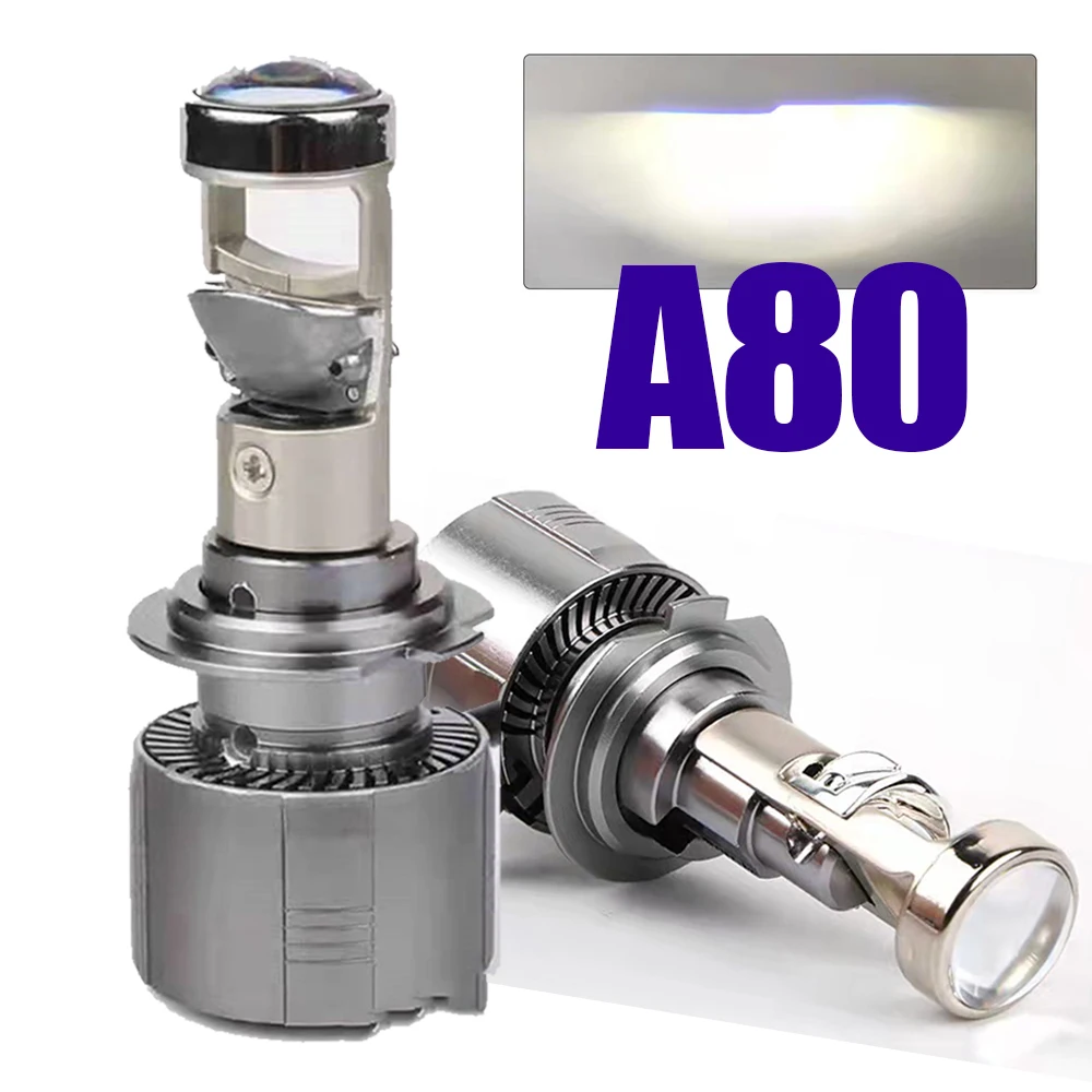 A80 lens with mini projector h4 Lights H7 Led Auto Headlamps H11 H8 H9 9005 9006 HB3 HB4 6000K Car accessories Fog Lamp Bulbs