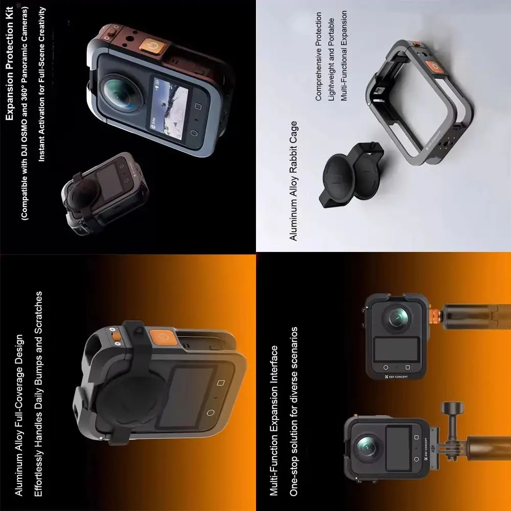 Алюминиевый защитный чехол с кроличьей клеткой, добавьте защиту объектива для аксессуаров для экшн-камеры dji osmo 360