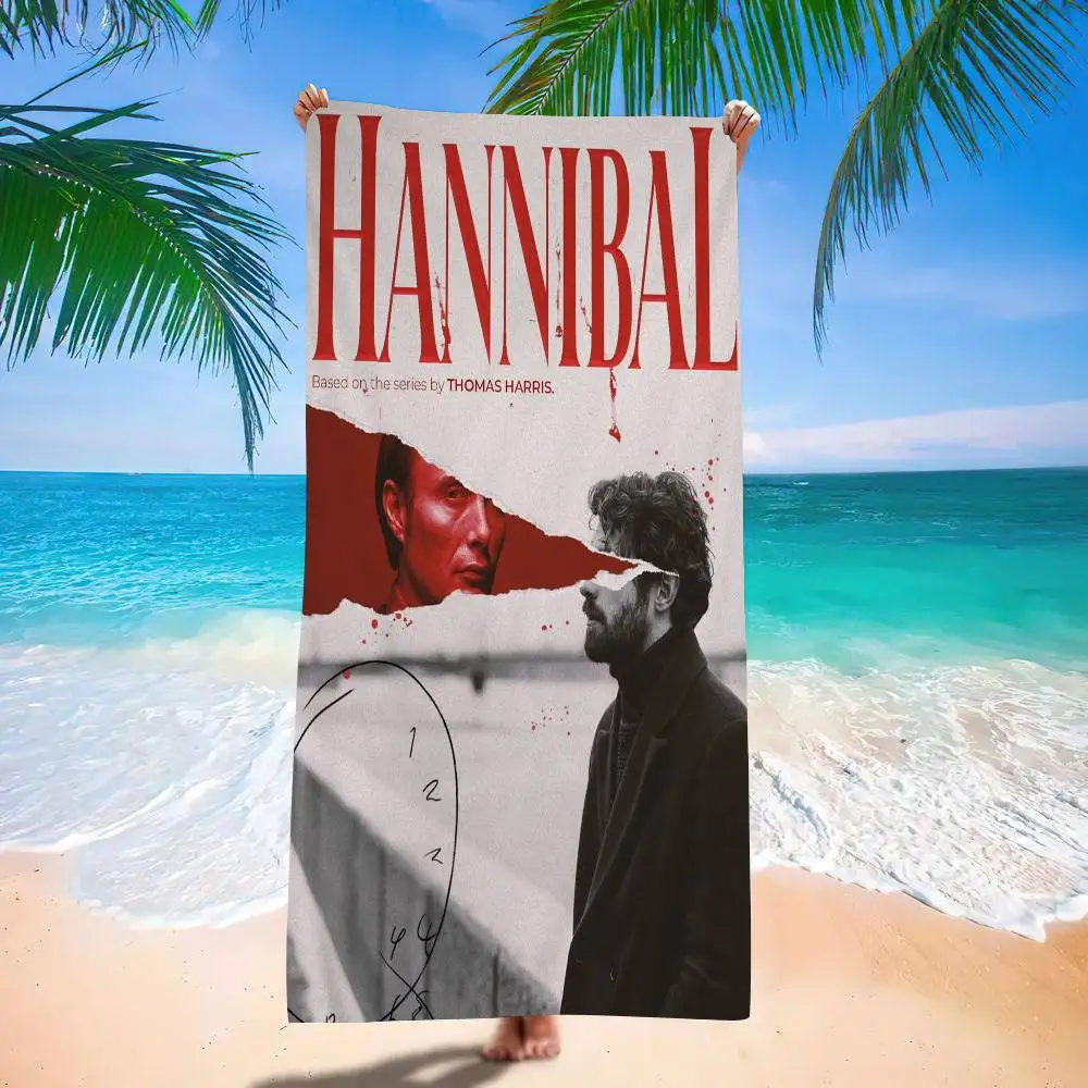 H-Hannibal Classic Vintage Big Microfiber Beach Towels Quick Dry Towel Sand Beach Towels Pool Towel for Travel Swim Pool Yoga