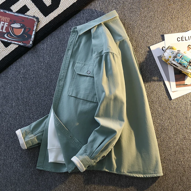 

Мужская демисезонная куртка из чистого хлопка в полоску, повседневная, свободного кроя, в стиле Hong Kong, модная рабочая одежда