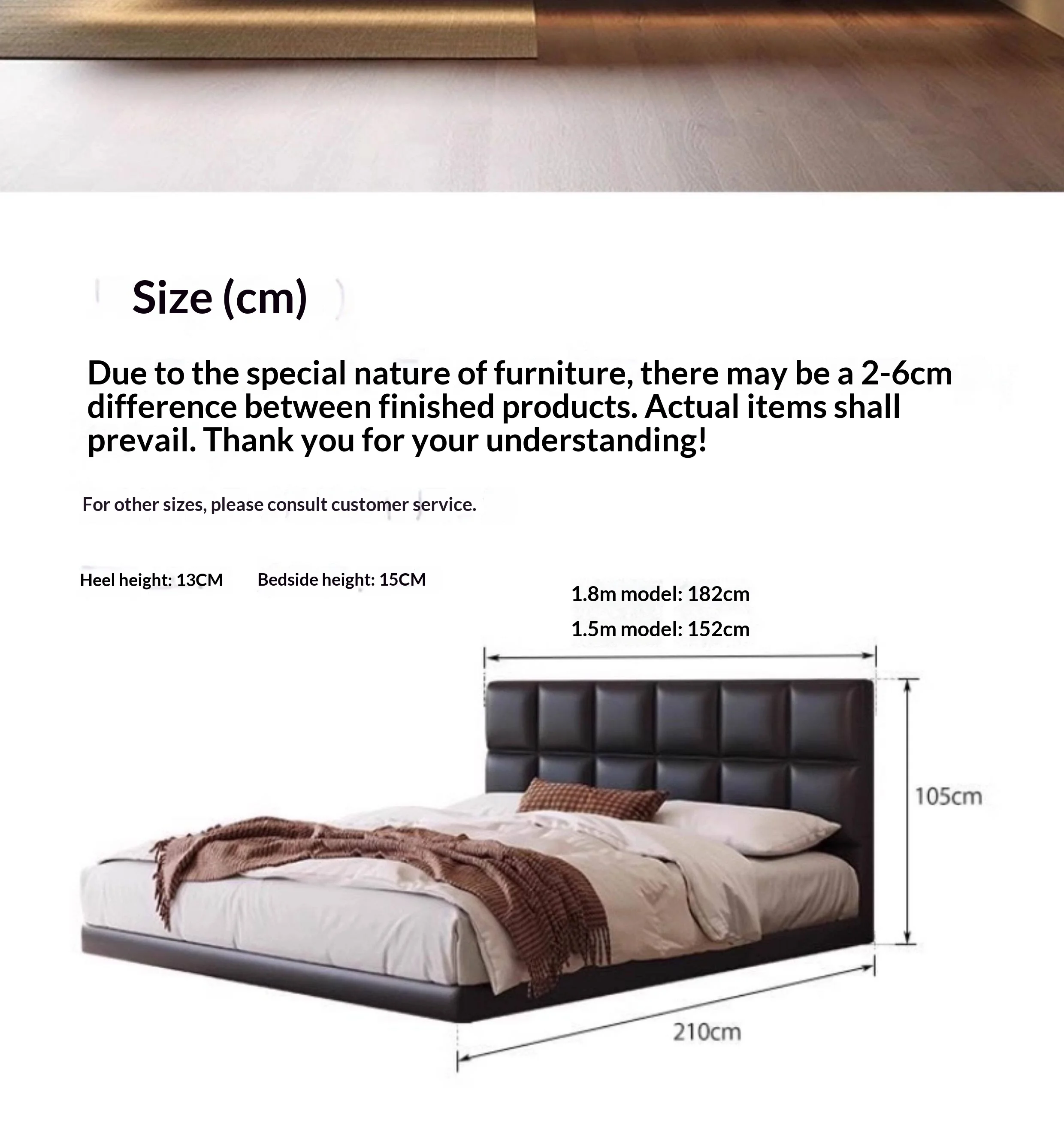 *Home Simple Flush-edge Upholstered  Master room Double Leather Light Luxury Modern Minimalist Storage