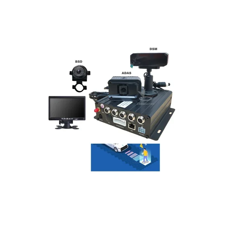4 channels ADAS detect person system with G-sensor hard braking detecting
