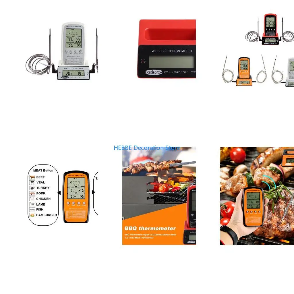 B0KC BBQ Thermometer Wireless Thermometer for Cooking Grilling Smoking Outdoor