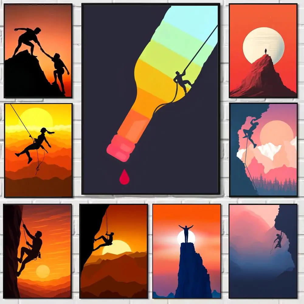 

Abstract Climbing Adventure Painting Calligraphy Modern Waterproof Wall Art Print For Home Living Room Bedroom Office Decor