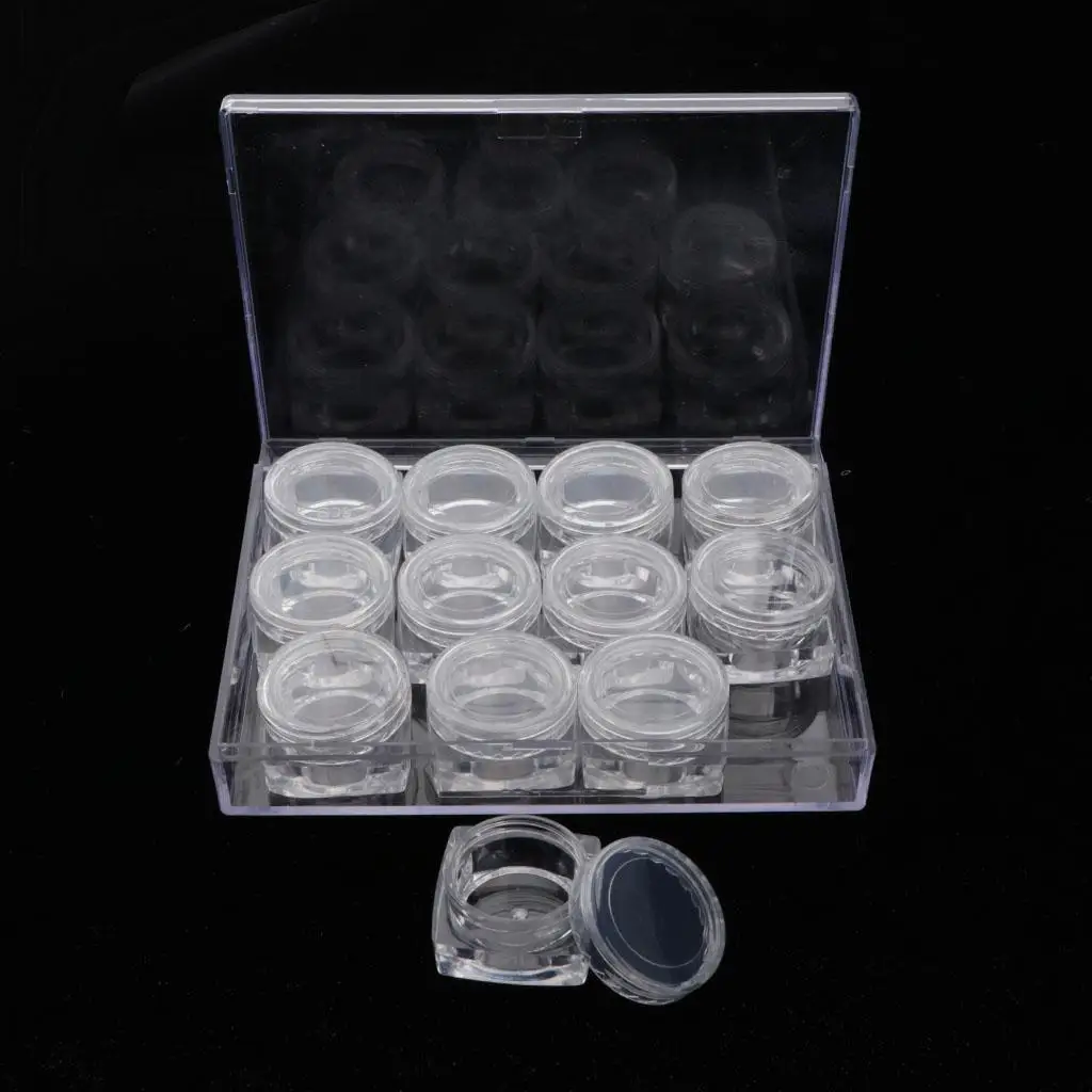 12 Pieces Clear Storage Box Jewelry Nail Tips Beads Pill Pin Mini Item Case