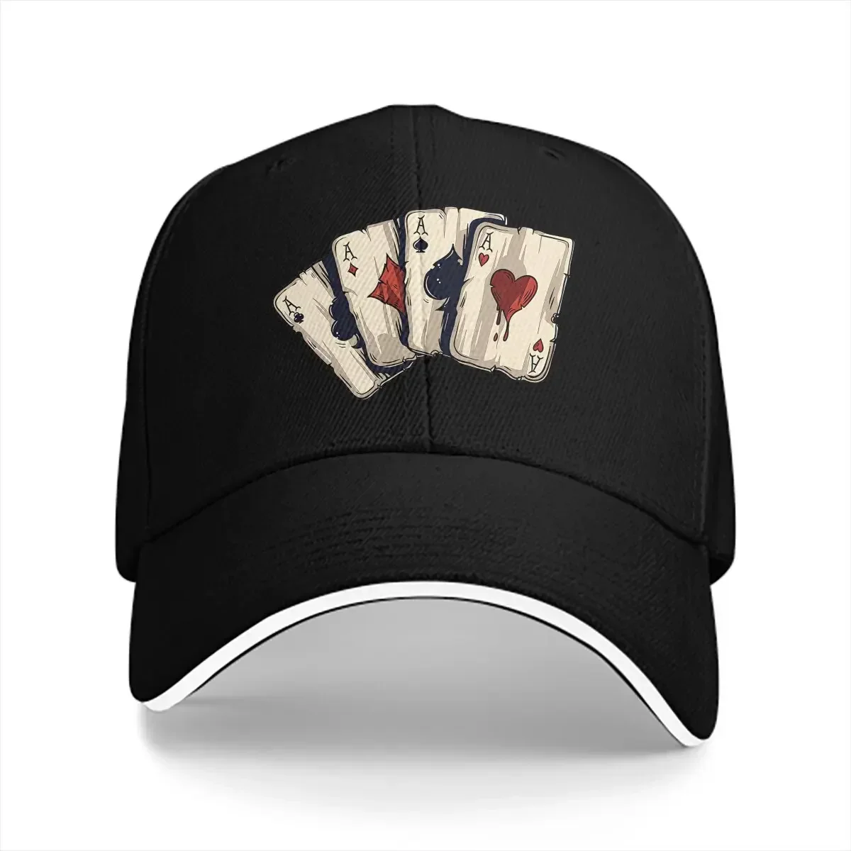 Poker Multicolor Hat Peaked Men's Cap Playing Cards Poker Design Personalized Visor Protection Hats