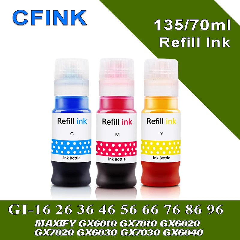 Factory Refill Dye Ink GI-16 GI-26 GI-36 GI-86 GI-96 for Canon MAXIFY GX6010 GX7010 GX6020 GX7020 GX6030 GX7030 GX6040 Printer