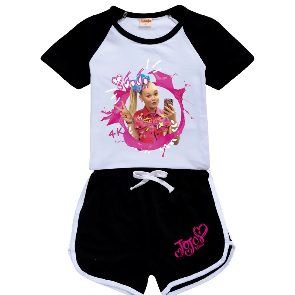 Summer New JOJO Siwa Toddler T-shirt+Shorts Casual Sportswear Children Clothing Baby Girls Tops Set Boys Tracksuits For Kids